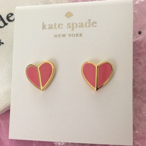 Kate Spade Pink Heart Earrings with Kate Spade dust bag - Picture 2 of 6